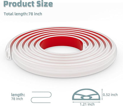 78Inch New Shower Threshold Water Dam Barrier,Collapsible Self-Adhesive Silicone Shower Water Guard for Bathroom Bathtub and Kitchen,Shower Water Blocker Suitable for Wheelchair Acces(Transparent)