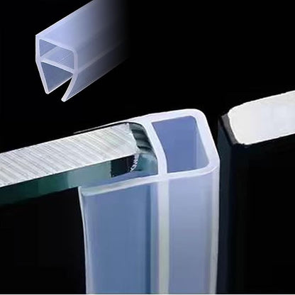 Frameless Soft Shower Door Sweep Seal Drip Rail, Glass Shower Silicone Door Seal Strip,Weatherproof Silicone Seal Fit for Glass (U Type, 8mm (5/16"))