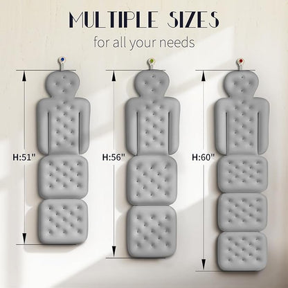 Full Body Bath Pillow for Bathtub, Thick Bathtub Cushion with Laundry Bag, Luxury Tub Pillow for Bath for Headrest Neck and Back Support Gray 56" x 16"