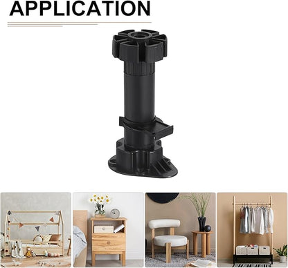 120x46mm(LxW) Adjustable Leveling Feet - 4Pack- Good for Furniture - Leveler Support Frame Replacement Legs - Black