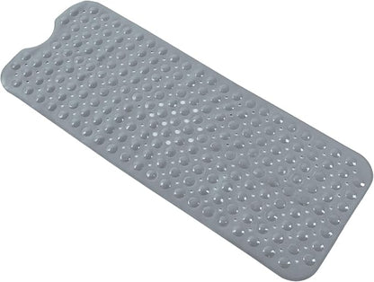 Anti-Slip Bathtub Shower mat, 39.3×15.7 inch（Approximately 100 × 40cm） Soft Oversized Machine Washable Non-Slip Bathtub mat with Drainage Holes, Bathroom Floor Suction Cup.（1-Opaque Gray）