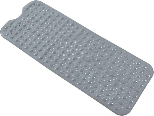 Anti-Slip Bathtub Shower mat, 39.3×15.7 inch（Approximately 100 × 40cm） Soft Oversized Machine Washable Non-Slip Bathtub mat with Drainage Holes, Bathroom Floor Suction Cup.（1-Opaque Gray）