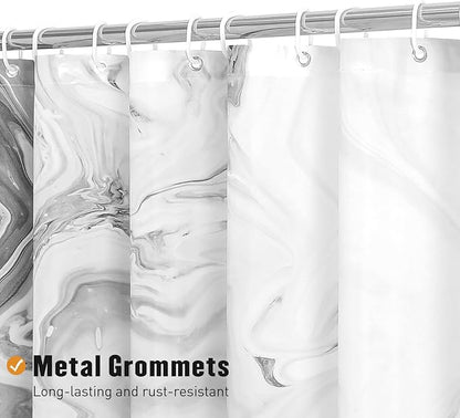 MitoVilla Grey Marble Small Stall Shower Curtain 36 x 72, Abstract Ombre Half Size Narrow Shower Curtain Set, 36 inch Modern Fabric Shower Curtains for Chic Luxury Bathroom Decor