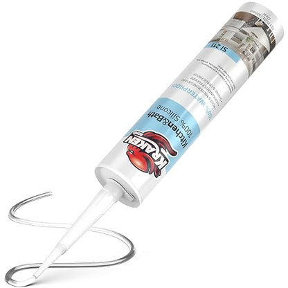 Kraken Bond Premium Kitchen and Bathroom Silicone Caulk Clear - (12x10.1 fl.oz) RTV Clear Silicone Sealant Waterproof for Kitchen, Bathroom, Shower, Sink, Anti Shrink 100% Silicone Caulking | 12 Pack