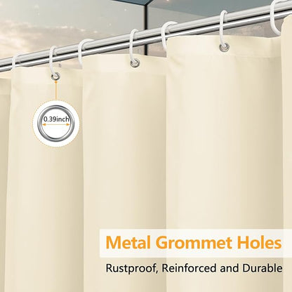 Waterproof Fabric Shower Curtain Liner with 3 Weighted Magnets, 72 x 84 inch Extra Long Cream Cloth Shower Liner Machine Washable, Hotel Quality Lightweight Tall Shower Curtain for Bathroom