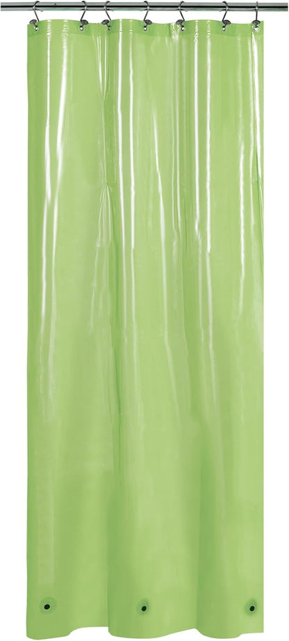 Barossa Design Clear Green Stall Shower Curtain Liner 36" W x 72" H - Waterproof PEVA Plastic Lightweight Shower Liner for Small Bathroom, 3 Magnets & Metal Grommets - Clear Green