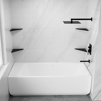 POPFLY 10 Inch Corner Shower Shelf 2 Pack, 304 Stainless Steel Matte Black, No Drilling Recessed Bathroom Shelves for Tiled Wall, Heavy Duty Floating Shower Organizer with Slot Design, PF7501B