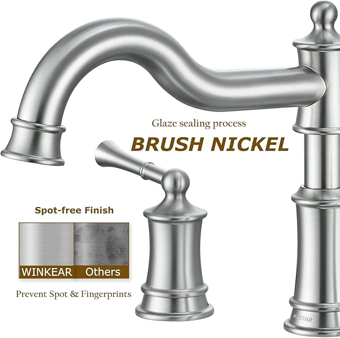 Roman Bathtub Faucet Deck Mount Tub Faucet for Bathroom Widespread Elegant Classic Spout with 3 Holes 2 Handle Valve Cartridge Included, Brush Nickel