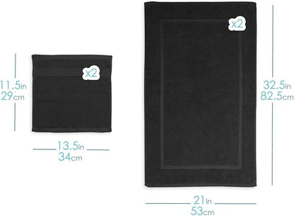Hearth & Harbor Bath Towels - 100% Ring Spun Cotton Luxury Towels - Ultra Soft & Highly Absorbent, Bathroom Towels. Floor Mat, Black