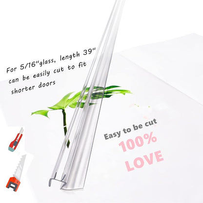 2-Pack Ultra Clear Shower Door Bottom Seal (5/16'' X 39'', Polycarbonate) Frameless Glass Shower Door Sweep Seal Strip - Stop Leaks and Create a Water Barrier