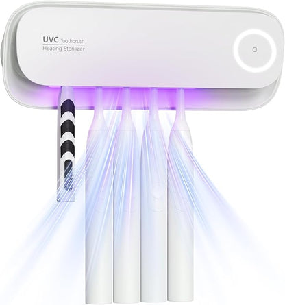 Toothbrush Sanitizer Holder for Bathrooms, 5 Slots Toothbrush Sanitizer and Holder, Rechargeable Cordless Wall Mounted Organizer, Toothbrush Cleaner with Drying Function, No-Drilling