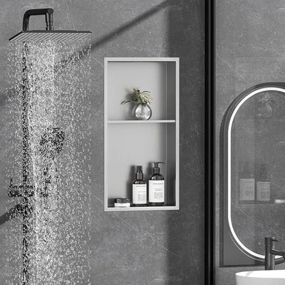 Neodrain No Tile Shower Niche, Brushed Stainless Steel Bathroom Shelf 24" X 12", Two-Tier Stainless Cubby, Bathroom Niche Cubby for Storage, No Tile Needed Recessed