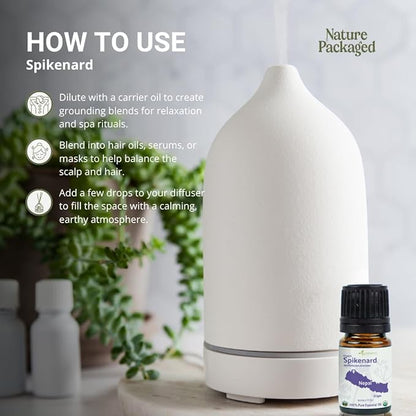 Organic Spikenard Essential Oil - Direct from Annapurna Aroma Nepal - Steam Distilled - Aceite de Nardo for Aromatherapy, Massage, Diffuser, DIY Candle and Soap Making - 8oz