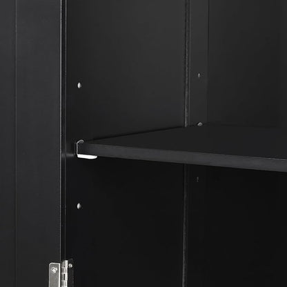 Favfurish 68" Tall Bathroom Storage Cabinet with Door and 2 Drawer,Modern Linen Cabinets w/Adjustable Shelf & Magnetic Door Stopper,Freestanding Organizer for Bath Room,Study,Office,Kitchen Black