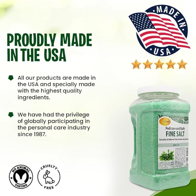 SPA REDI - Detox Foot Soak Pedicure and Bath Fine Salt, Green Tea, 128 Oz - Made with Dead Sea Salts, Argan Oil, Coconut Oil, and Essential Oil - Hydrates, Softens and Moisturizes