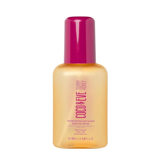 Coco & Eve Tan Boosting Anti-Aging Body Oil SPF20 - Tanning Accelerator Spray, UVA UVB Sun Protection | Moisturizing Outdoor Bronzing Enhancer with Natural Ingredients, Antioxidants (5.07 Fl Oz)
