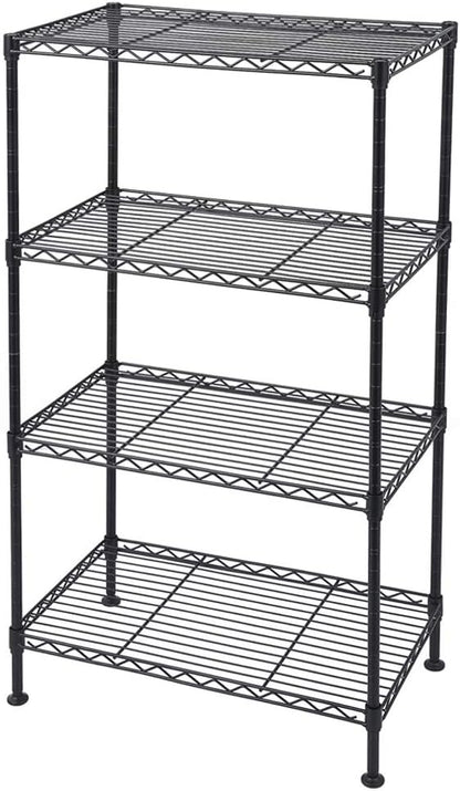 4 Tier Storage Racks Shelving, Heavy Steel Pantry Shelves, Adjustable Wire Shelving Rack, Suitable for Garage, Kitchen, Bathroom, Office, 20" W x 12" D x 32" H, Black