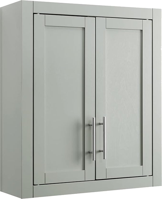 Crosley Furniture Savannah Wall Mounted Bathroom Storage Medicine Cabinet with Shelves, Gray
