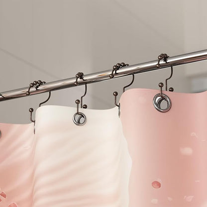 Titanker Shower Curtain Hooks Rings, Rust Resistant Metal Double Glide Shower Hooks Rings for Bathroom Shower Rods Curtains, Set of 24 Hooks - Bronze