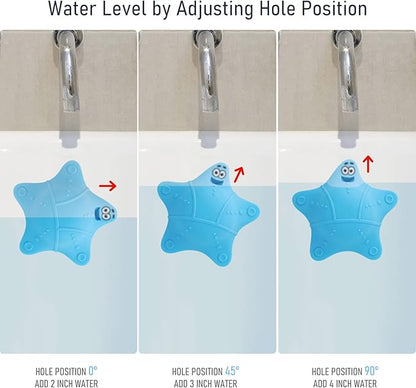Bathtub Overflow Drain Cover, Bath Accessories, Soak Bath Overflow Drain Cover, Silicone Bath Tub Drain Plug with 5 Suction Cups, Adds Inches of Water for Deeper Bath, Tub Overflow Drain Stopper(Blue)