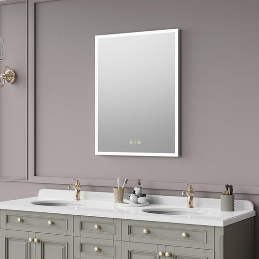 Recessed Medicine Cabinets for Bathroom with Mirror, Only Recessed Medicine Cabinet with Defogger, Dimmer, Outlets & USB, Three Doors, 20"x 26"
