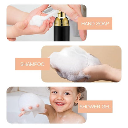 2oz Foam Pump Bottle (30PCS) Empty Travel Foaming Dispenser for Hand Soap, Lash Cleanser, Shampoo (60ml, Gold &Black