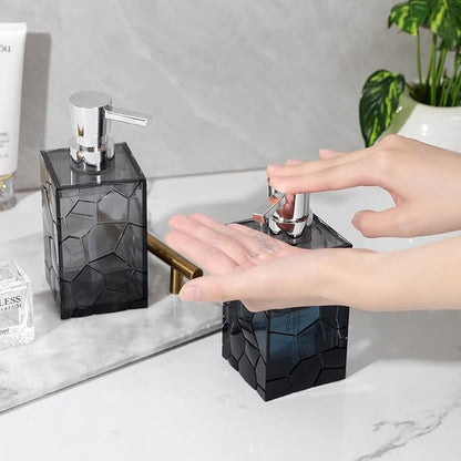 Hand Soap Dispenser, Clear Acrylic Plastic Liquid Pump Bottles Refillable Lotion Dispenser for Bathroom Decor Kitchen College Dorm, Grey 2 Pack