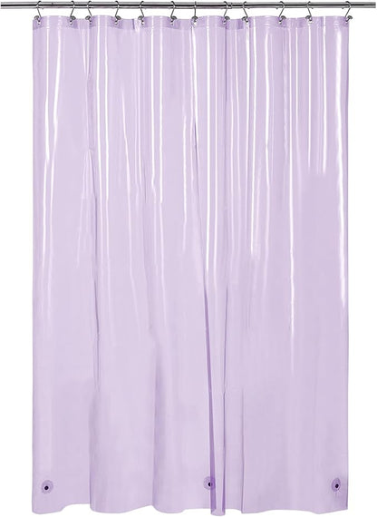 Barossa Design Clear Lavender Long Shower Curtain Liner 78" Height - 3 Magnets & Waterproof Lightweight PEVA Shower Liner for Bath Tub, PVC Free, Metal Grommets, Clear Lavender, 72x78