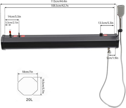 TFCFL 7.93 Gallon Roof Rack Mount Road Shower, High Pressure Outdoor Camping Shower with Long Hose, Portable Camping Solar Shower for Camping, Hiking, Beach, Pet & Gear Cleaning, Black