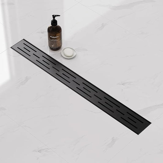 Neodrain 24 in Rectangular Linear Shower Drain with Brickwork Pattern Grate, 304 Stainless Steel Bathroom Floor Drain,Shower Floor Drain Includes Adjustable Leveling Feet, Hair Strainer,Black
