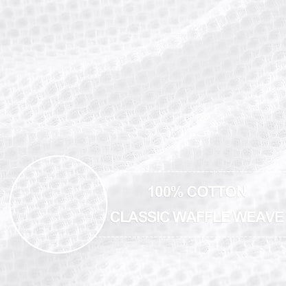Homaxy 100% Cotton Waffle Weave Kitchen Dish Towels, Ultra Soft Absorbent Quick Drying Cleaning Towel, 13 x 28 Inches, 4-Pack, White