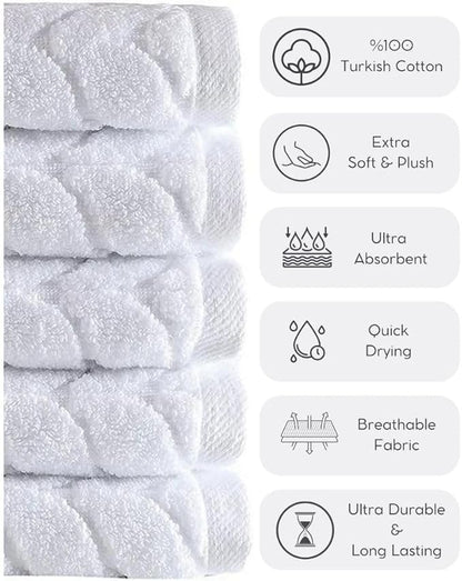 BAGNO MILANO Turkish Cotton Ultra-Soft Plush Absorbent Quick Dry Bathroom Towel Set, Made in Turkey (LightGrey, 6 pcs Towel Set)