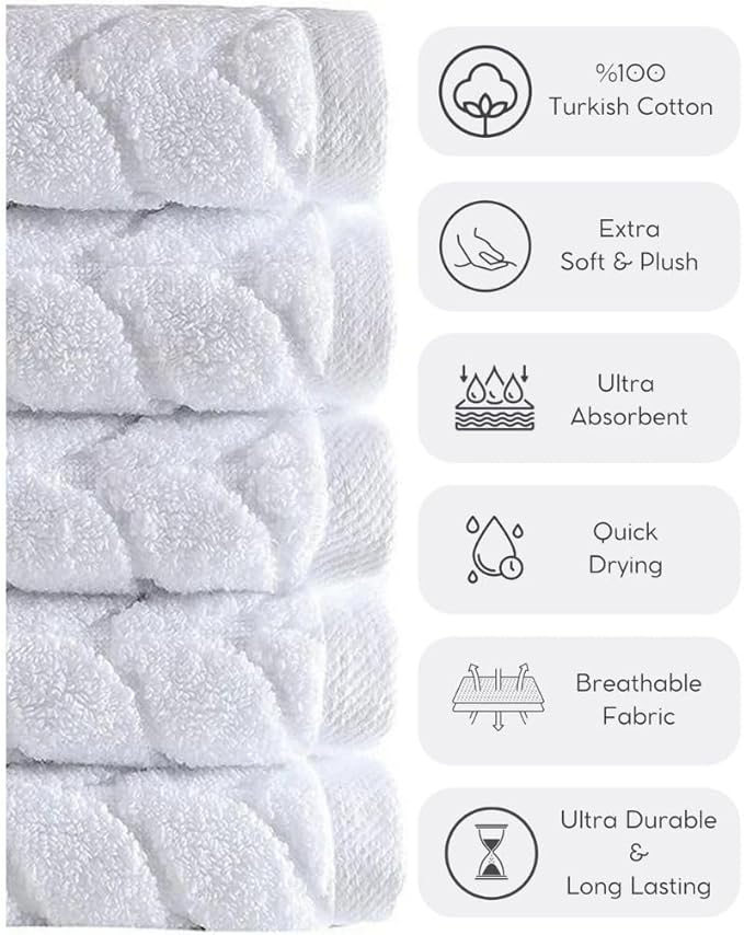 BAGNO MILANO Turkish Cotton Ultra-Soft Plush Absorbent Quick Dry Bathroom Towel Set, Made in Turkey (White, Bath Sheet)