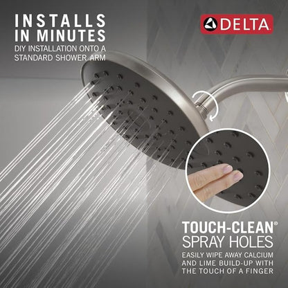 Delta PivotPro Brushed Nickel Rain Showerhead, Single Setting 7 Inch Round Shower Head, Showerheads, 1.75 GPM Flow Rate, SpotShield Brushed Nickel 75103SN
