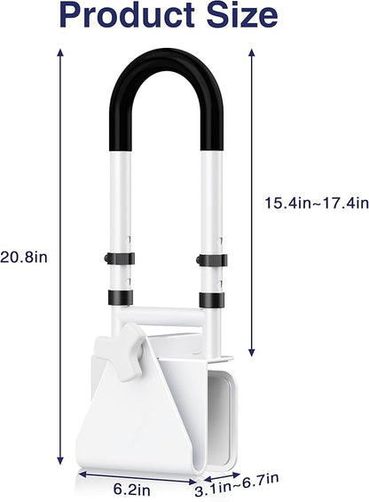 Adjustable Height Bathtub Handle Grab Bar, Bathtub Safety Rail & Shower Grab Bars for Seniors, Baby, Elderly, and Disabled, Fits 3"–7" Tub Walls, Waterproof Non-Slip Handle and Holds 300lbs