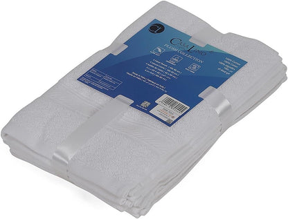 Casa Lino 100% Cotton Hand Towels for Bathroom - Soft, Highly Absorbent & Quick Dry Kitchen Towels - Gym Towel Set - Travel Towel Set - 24" x 16" - Pack of 4 - (White)
