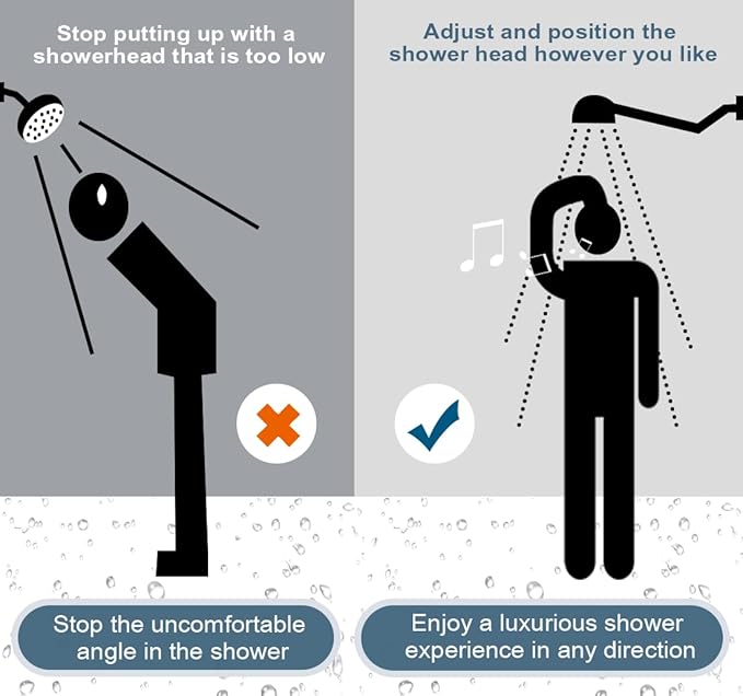 BRIGHT SHOWERS 15 Inch Extra Long Shower Head Extension Arm, Solid Brass Shower Arm Extender with Locking Screw for Rain and Handheld Showerhead, Height & Angle Adjustable, Oil-Rubbed Bronze