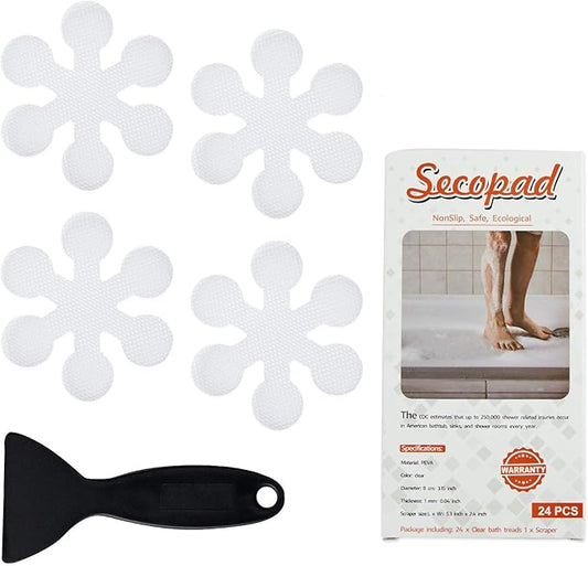 Bathtub Stickers Non-Slip, 36 PCS Safety Shower Treads Adhesive Appliques with Premium Scraper