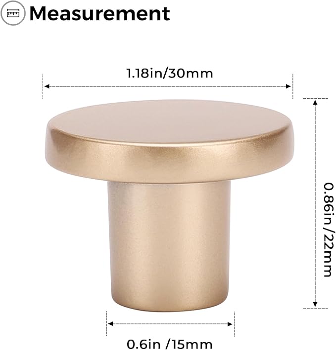 Ravinte 1 Pack Cabinet Knobs Champagne Gold Kitchen Cabinet Knobs Round Dresser Drawer Pulls Closet Door Pulls 1-1/5 Inch