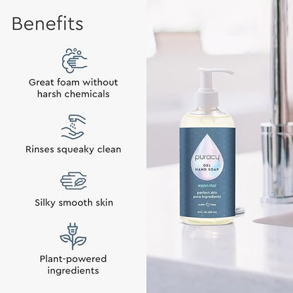 Puracy Organic Hand Soap, For the Professional Hand Washers We've All Become, Moisturizing Natural Gel Hand Wash Soap, Liquid Hand Soap Refills for Soft Skin (12 fl.oz, Ocean Mist) 2-Pack