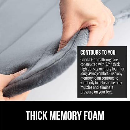 GORILLA GRIP Memory Foam Bath Mat, Soft Absorbent US Designed Bathroom Rug, Gripping Dots Machine Washable Bathmat, Cushioned Floor Mats, Shower Sink Rugs Room Décor Accessories, 24x17 Graphite Gray