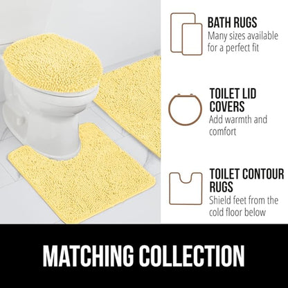 GORILLA GRIP Bath Rug Mat, Thick Soft Absorbent Chenille, Quick Dry Microfiber Mats, Rubber Backing Washable Shower Floor Rugs, Bathmat Runner, US Designed Bathroom Home Decor Accessories 24x17 Yellow