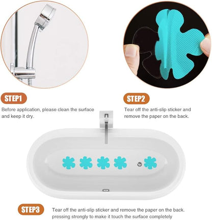 Bathtub Stickers Non-Slip, 24PCS Safety Shower Treads Adhesive Appliques with Premium Scrape (Blue)