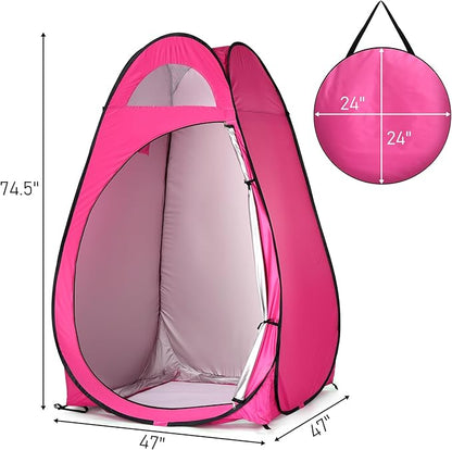 Pop Up Privacy Shower Tent,Portable Outdoor Bathroom Toilet Changing Dressing Room,Instant Rain Shelter for Camping & Beach,Lightweight & Sturdy, Easy Set Up, Foldable, with Carry Bag (Pink)