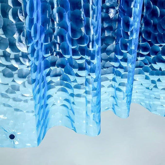 Ga-Geetopia EVA 3D Blue Pearl Water Cube Plastic Shower Curtain Liner - Premium Light Weight 72" x 72" Blue Bathroom Shower Showroom Curtain Liner with Rustproof Metal Gromments and Weighted Magnet