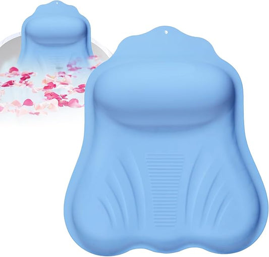 Silicone Bath Pillow for Tub Adults, 4D Air-Cushion Bathtub Pillow for Head Neck and Back Support, Non-Slip Suction Cups, Quick-Drying Waterproof Spa Pillow, Easy to Clean & Store，Blue