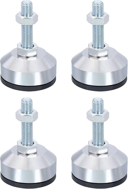 PATIKIL Furniture Leveling Feet 2" Dia Base M10 Thread, 4 Pcs Carbon Steel Adjustable Threaded Furniture Levelers Screw on Leg Leveler with Pads for Desk Chair, Black