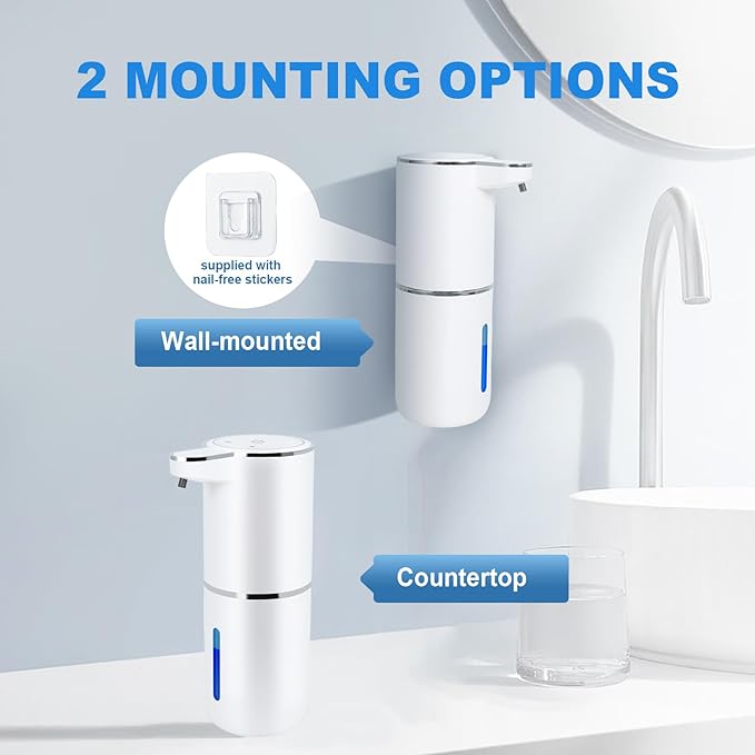 Automatic Soap Dispenser Touchless - Liquid Hand Soap Dispenser for Bathroom, Adjustable Volume for Thick & Thin Liquid, USB Rechargeable Electric Hands Free Dish Soap Gel Dispenser for Kitchen