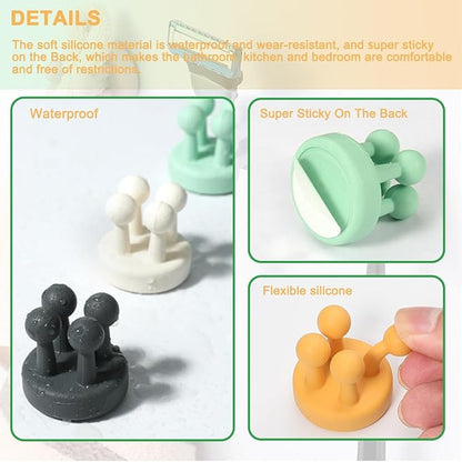 Silicone Toothbrush Holders for Bathrooms - 4 Pcs Yellow Wall Mounted Shower Razor Holder