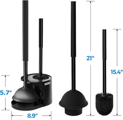 3Pack 2 in 1 Toilet Brush and Plunger Set, Extended Handle Plunger,Toilet Bowl Brush Plunger Set,Bathroom Cleaning Tools,Toilet Brush Plunger Combo,Cleaning Brush,Cleaning Supplies (21inch)